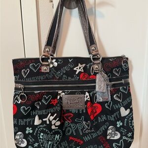 Coach Black and Red Graphic Tote Bag